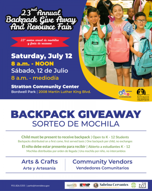 23rd Annual Backpack Giveaway & Resource Fair July 12