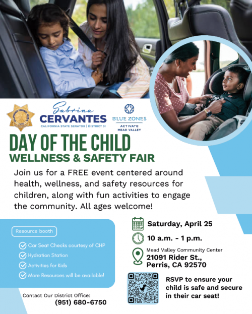 Day of the Child event April 25, 10a-1p, Mead Valley Comm Center